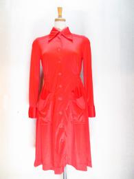 レトロ無地ワンピース(レッド　長袖)