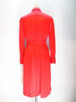 レトロ無地ワンピース(レッド　長袖)