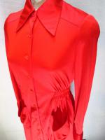 レトロ無地ワンピース(レッド　長袖)