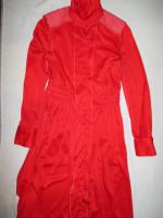 レトロ無地ワンピース(レッド　長袖)