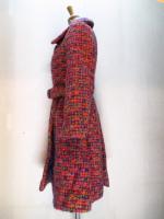 ツイードコート(オレンジxネイビーxピンクxライトグリーン)