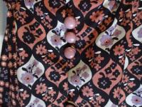 幾何学&花柄ワンピース(ブラックxスモークピンク&スモークパープル)