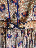 ちょうちょ&リーフ柄ワンピース(キャメルxネイビー)