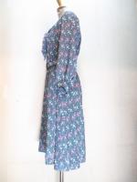 花柄ワンピース(グレーxピンク&ホワイト&カーキ)