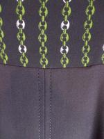 チェーン柄&無地ワンピース(ネイビーxホワイトxグリーン)