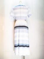 なみなみボーダー&ドット柄ワンピース(ホワイト&グレー&ブラック)