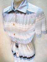 なみなみボーダー&ドット柄ワンピース(ホワイト&グレー&ブラック)