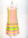 ストライプ柄ワンピース(ピンクxライトグリーンxイエローxパープル)