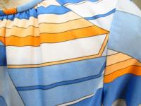 幾何学柄ワンピース(ライトブルーxオレンジxホワイト)