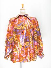 花柄シャツ(ピンクxパープルxブラウンxマスタードxオレンジ)