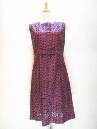 刺繍柄ワンピース(ワイン　ノースリーブ)