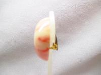 フランス製　アンティークラウンドイヤリング(ピンクマーブル)