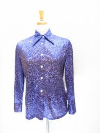 つぶつぶ柄シャツ(ネイビーxパープル&ホワイト)