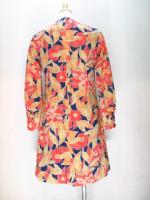 花柄ワンピース(ネイビーxレッド&ベージュ&テラコッタ)