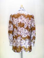 花柄シャツ(ブラウンxグレー&ホワイト)