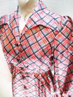 チェック柄ワンピース(ホワイトxレッドxオレンジxブラック)