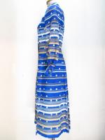 ボーダー&ドット柄ワンピース(ブルーxオフホワイト&キャメル)