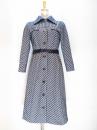 幾何学柄コートワンピース(ブラックxホワイト)