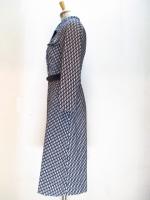 幾何学柄コートワンピース(ブラックxホワイト)