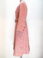 ツイードロングコート(オレンジxグリーンxクリーム)