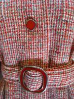 ツイードロングコート(オレンジxグリーンxクリーム)