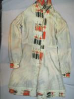 幾何学柄ワンピース(クリームxオレンジ&カーキ&ベージュ)