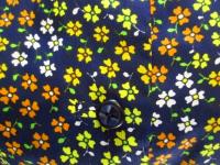 小花柄ワンピース(ネイビーxオレンジ&イエロー&ホワイト&グリーン)