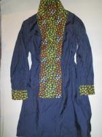 小花柄ワンピース(ネイビーxオレンジ&イエロー&ホワイト&グリーン)