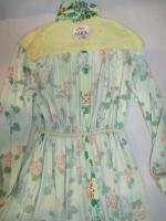 花柄ワンピース(パステルグリーンxオレンジ&ライトブルー&グリーン)