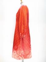 ストライプ&三角柄ワンピース(オレンジxブラック)