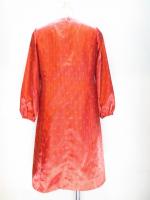 ストライプ&三角柄ワンピース(オレンジxブラック)