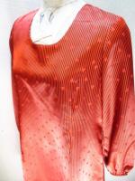 ストライプ&三角柄ワンピース(オレンジxブラック)