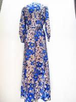 花柄ロングワンピース(ネイビーxブルー&ホワイト)