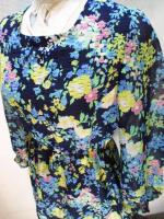 花柄ワンピース(ネイビーxライトブルー&ピンク&イエロー&グリーン)