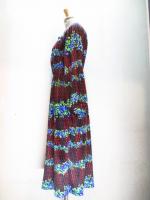 水玉&花柄ワンピース(ブラックxレッド&ブルー&グリーン)