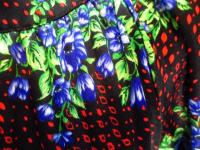 水玉&花柄ワンピース(ブラックxレッド&ブルー&グリーン)