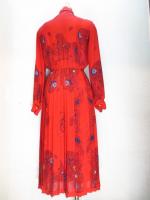 クジャク&ペイズリー柄ワンピース(レッド)