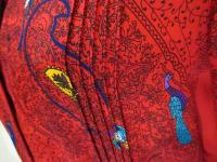 クジャク&ペイズリー柄ワンピース(レッド)