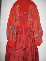 クジャク&ペイズリー柄ワンピース(レッド)