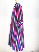 ストライプ柄コート(ピンクxネイビーxグレーxブラック)