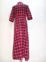 チェック柄ロングコート(ワインxピンク&ブルー&ブラウン)