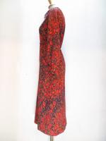 花柄レースワンピース(ダークグレーxレッド&オレンジ)