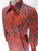 花柄レースワンピース(ダークグレーxレッド&オレンジ)