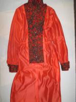 花柄レースワンピース(ダークグレーxレッド&オレンジ)