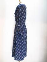 ハート形小花柄ワンピース(ネイビーxイエロー&ピンク&ホワイト)