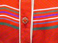 ボーダー&ドット柄ワンピース(レッドxグリーン&ブルー&パープル&ホワイト)