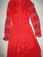 ボーダー&ドット柄ワンピース(レッドxグリーン&ブルー&パープル&ホワイト)